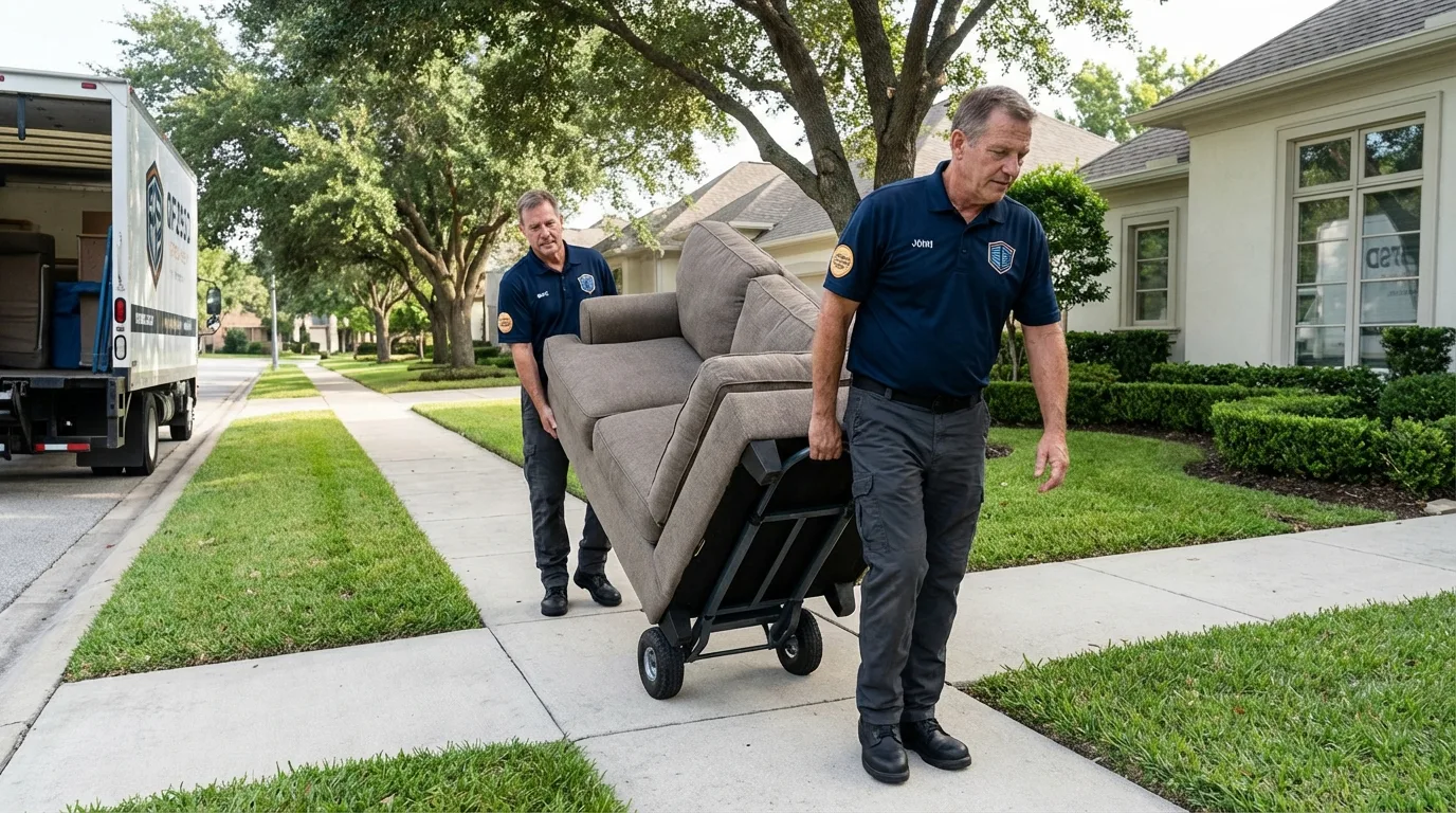 Local residential moving crew loading furniture in Grafton, WI